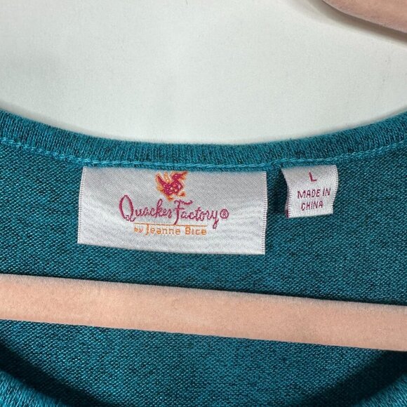 2/$24 Quacker Factory Haci Sequin Ugly Christmas Sweater Teal Large #A0237 TRB2 - Picture 5 of 8